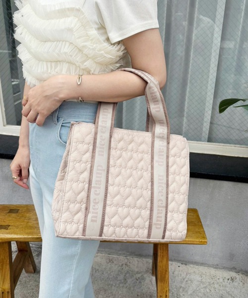 one after another NICE CLAUP（ワンアフターアナザーナイスクラップ）の「ハートキルティングミニトートバッグ/WEB限定アイテム（ショルダーバッグ・レディース・ブラック/アイボリー/ピンク/ベージュ/ブルー系その他・FREE）」の3枚目の写真