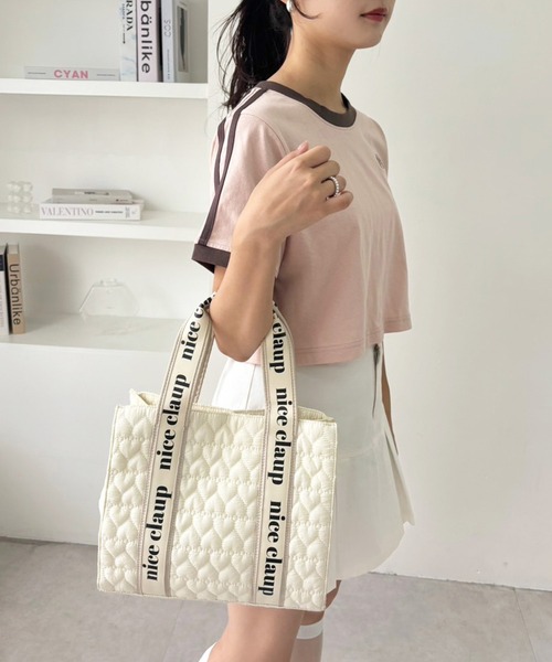 one after another NICE CLAUP（ワンアフターアナザーナイスクラップ）の「ハートキルティングミニトートバッグ/WEB限定アイテム（ショルダーバッグ・レディース・ブラック/アイボリー/ピンク/ベージュ/ブルー系その他・FREE）」の8枚目の写真