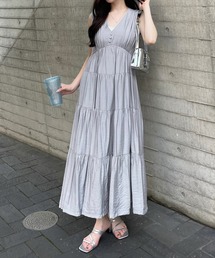 clear | Vネックノースリーブティアードワンピース≪2024SS新作≫(ワンピース)