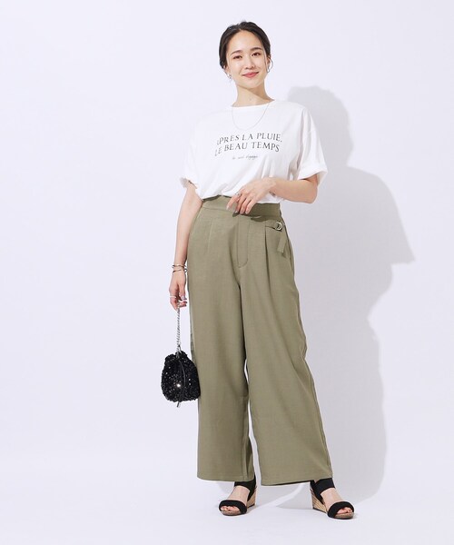 DRESKIP（ドレスキップ）の「◆【高レビュー/洗える/セットアップ可】サイドベルトがアクセント 大人のためのワイドパンツ（その他パンツ・レディース・ベージュ/ネイビー/カーキ・04/03/02）」の6枚目の写真