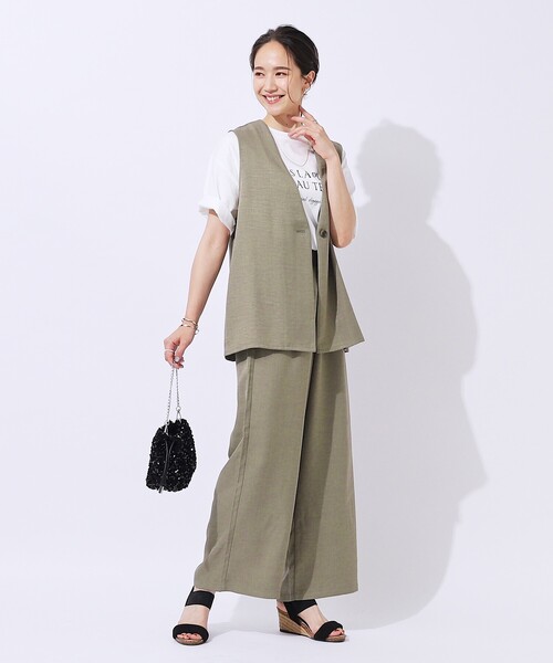 DRESKIP（ドレスキップ）の「◆【高レビュー/洗える/セットアップ可】サイドベルトがアクセント 大人のためのワイドパンツ（その他パンツ・レディース・ベージュ/ネイビー/カーキ・04/03/02）」の7枚目の写真