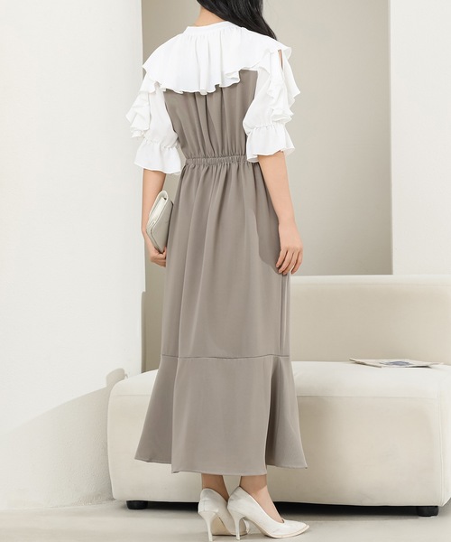 Lace Ladies(レースレディース)の「ボウタイ付き フリル カラー ドッキング マーメイド ワンピース(ワンピース・レディース・グレー/ピンク/ブラック・S/FREE)」の21枚目の写真