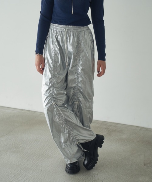 drawstring gather wide pants/ドロストギャザーワイドパンツ