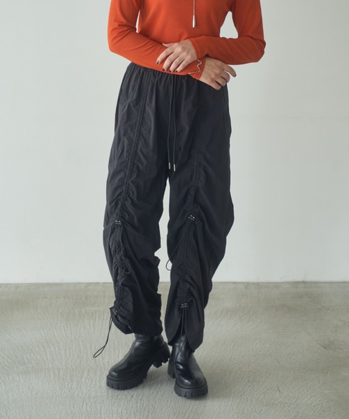 パンツ DRAWSTRING PANTS drawstring gather wide pants/ドロストギャザーワイドパンツ