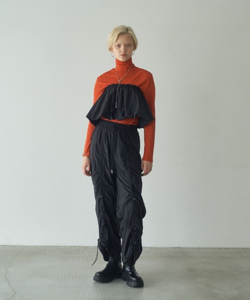 Happy John（ハッピージョン）の「drawstring gather wide pants/ドロストギャザーワイドパンツ（その他パンツ・レディース・シルバー/ブラック・SMALL/MEDIUM）」の14枚目の写真