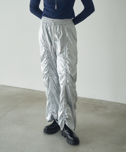Happy John（ハッピージョン）の「drawstring gather wide pants/ドロストギャザーワイドパンツ（その他パンツ・レディース・シルバー/ブラック・SMALL/MEDIUM）」の20枚目の写真
