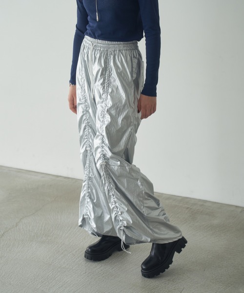 Happy John（ハッピージョン）の「drawstring gather wide pants/ドロストギャザーワイドパンツ（その他パンツ・レディース・シルバー/ブラック・SMALL/MEDIUM）」の22枚目の写真