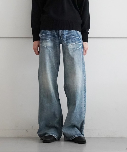 Fax Copy Expressレトロストレートデニムパンツ Fax Copy Express * - 【残りわずか】Vintage Washed Straight