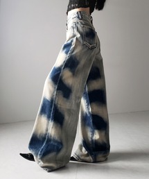 ※※【 ２color ／ ４size 】サイドオーバーダイヴィンテージブリーチワイドデニム ／ side overdyed vintage bleached wide denim