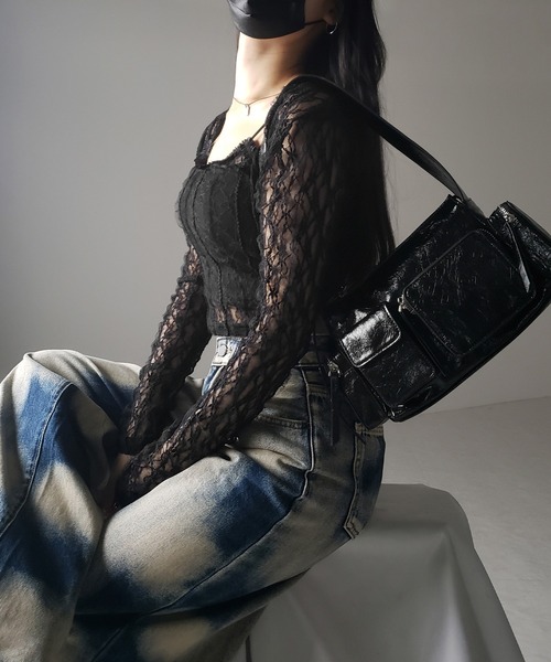 me+em select(ミームセレクト)の「※※【 2color / 4size 】サイドオーバーダイヴィンテージブリーチワイドデニム / side overdyed vintage bleached wide denim(デニムパンツ・レディース・ブラック/ブルー・SMALL/MEDIUM/LARGE/X-LARGE)」の12枚目の写真