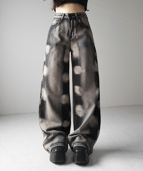 me+em select(ミームセレクト)の「※※【 2color / 4size 】サイドオーバーダイヴィンテージブリーチワイドデニム / side overdyed vintage bleached wide denim(デニムパンツ・レディース・ブラック/ブルー・SMALL/MEDIUM/LARGE/X-LARGE)」の22枚目の写真