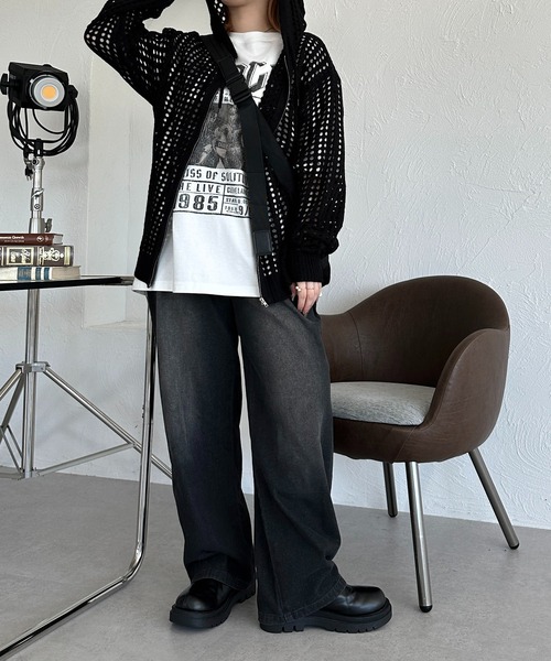 apres jour mignon(アプレジュールミニョン)の「【apresjour mignon SOIE】ユニセックスメッシュニットパーカー【ZOZOTOWN限定アイテム】(パーカー・レディース・ブラック/オレンジ/グレイッシュベージュ・MEDIUM/X-LARGE)」の15枚目の写真