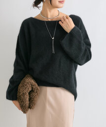 RIVE DROITE | 【女性らしいシルエット】ヘアリーヤーンボートネックニット(ニット/セーター)