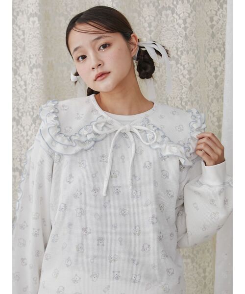 merry jenny（メリージェニー）の「【peichan.コラボ】くまちゃんとお友だちサーマルつけ襟（付け襟・レディース・オフホワイト・FREE）」の5枚目の写真