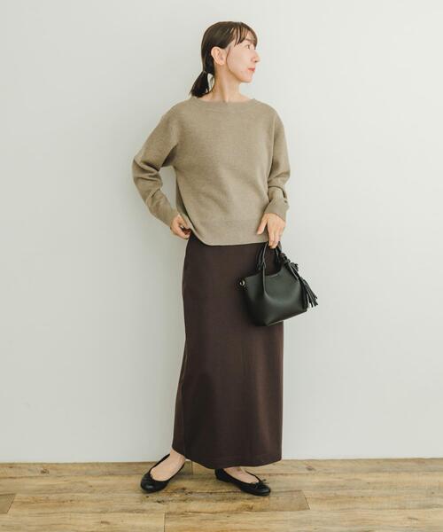 ITEMS URBANRESEARCH(アイテムズ アーバンリサーチ)の「ミラノリブボートネックニット(ニット/セーター・レディース・ベージュ/グレー/チャコールグレー・FREE)」の7枚目の写真