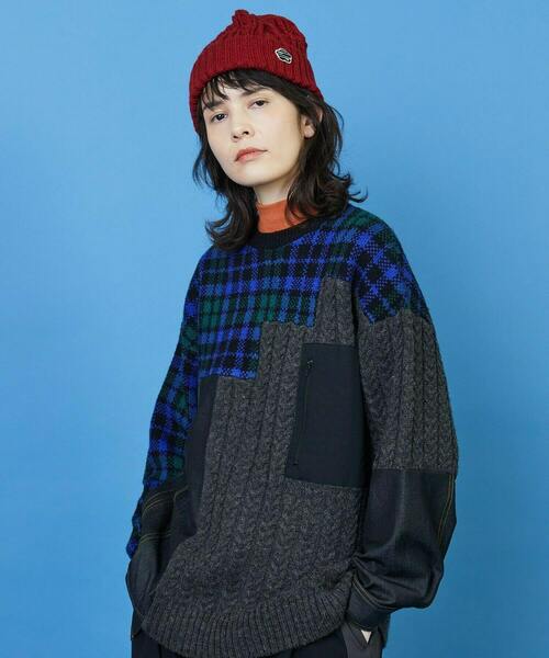 FRAPBOIS（フラボア）の「ケーブルワッチ キャップ（ニットキャップ/ビーニー・レディース・カーキ/オフホワイト/レッド/ブラック・FREE）」の9枚目の写真