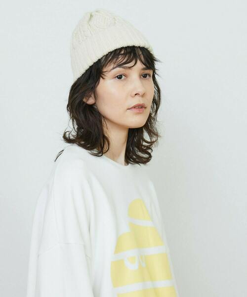 FRAPBOIS（フラボア）の「ケーブルワッチ キャップ（ニットキャップ/ビーニー・レディース・カーキ/オフホワイト/レッド/ブラック・FREE）」の10枚目の写真