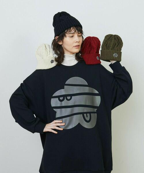 FRAPBOIS（フラボア）の「ケーブルワッチ キャップ（ニットキャップ/ビーニー・レディース・カーキ/オフホワイト/レッド/ブラック・FREE）」の15枚目の写真