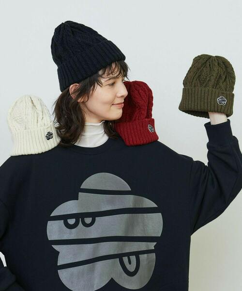 FRAPBOIS（フラボア）の「ケーブルワッチ キャップ（ニットキャップ/ビーニー・レディース・カーキ/オフホワイト/レッド/ブラック・FREE）」の16枚目の写真