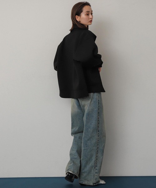 SENSE OF PLACE by URBAN RESEARCH(センスオブプレイスバイアーバンリサーチ)の「スタンドカラーニットブルゾン(ブルゾン・レディース・アイボリー/カーキ/ブラック・ONE)」の8枚目の写真