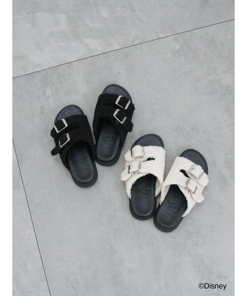 Samansa Mos2 blue（サマンサモスモスブルー）の「【Disney】ミッキー&フレンズ/ボアサンダル（ドレスシューズ・レディース・ブラック/キナリ・M/L）」の9枚目の写真
