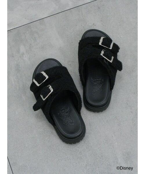 Samansa Mos2 blue（サマンサモスモスブルー）の「【Disney】ミッキー&フレンズ/ボアサンダル（ドレスシューズ・レディース・ブラック/キナリ・M/L）」の10枚目の写真