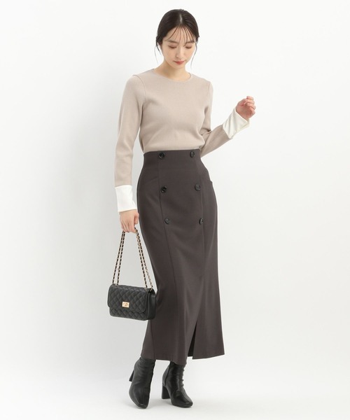 Andemiu（アンデミュウ）の「ソデカフスニット242371（ニット/セーター・レディース・ブラック/ライトグレー/グリーン・FREE）」の17枚目の写真