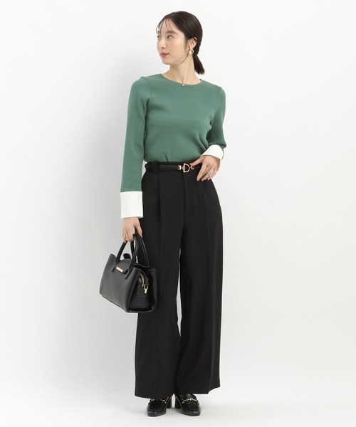 Andemiu（アンデミュウ）の「ソデカフスニット242371（ニット/セーター・レディース・ブラック/ライトグレー/グリーン・FREE）」の5枚目の写真