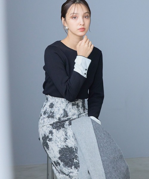 Andemiu（アンデミュウ）の「ソデカフスニット242371（ニット/セーター・レディース・ブラック/ライトグレー/グリーン・FREE）」の18枚目の写真