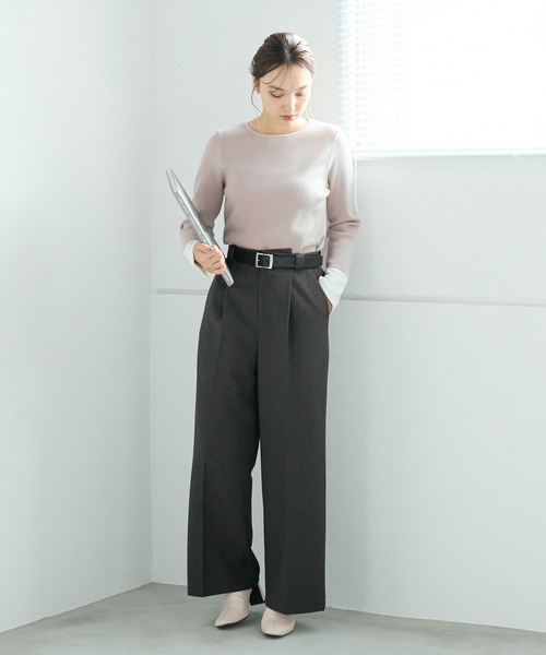 Andemiu（アンデミュウ）の「ソデカフスニット242371（ニット/セーター・レディース・ブラック/ライトグレー/グリーン・FREE）」の20枚目の写真