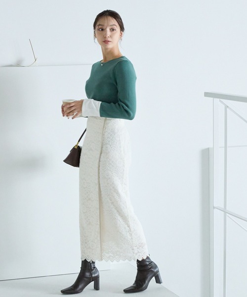 Andemiu（アンデミュウ）の「ソデカフスニット242371（ニット/セーター・レディース・ブラック/ライトグレー/グリーン・FREE）」の22枚目の写真