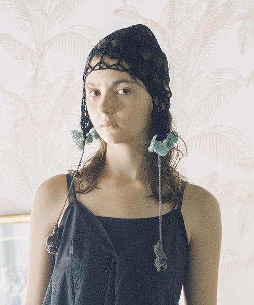 BEDSIDEDRAMA（ベットサイドドラマ）の「Handmade Net Cap（ニットキャップ/ビーニー・レディース・アイボリー/ブラック・1）」の2枚目の写真