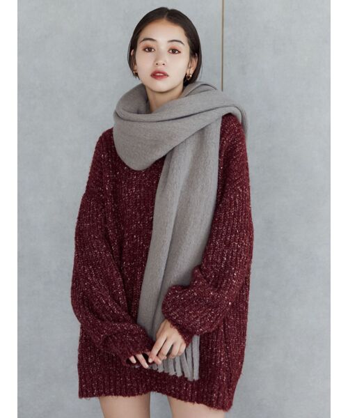 MURUA（ムルーア）の「ロゴプレートボリュームマフラー（マフラー・レディース・グレー/ブラック・FREE）」の4枚目の写真