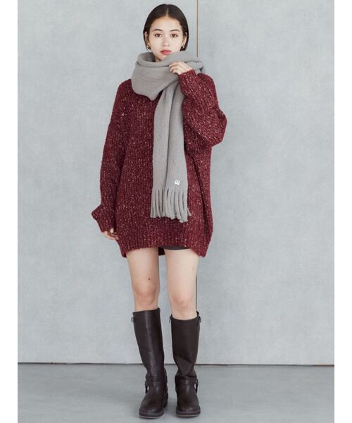 MURUA（ムルーア）の「ロゴプレートボリュームマフラー（マフラー・レディース・グレー/ブラック・FREE）」の6枚目の写真