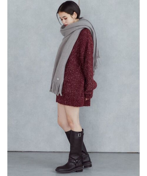 MURUA（ムルーア）の「ロゴプレートボリュームマフラー（マフラー・レディース・グレー/ブラック・FREE）」の7枚目の写真