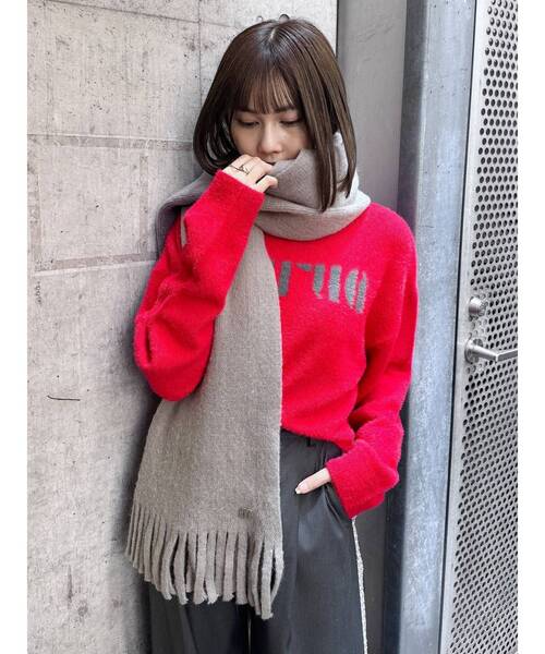 MURUA（ムルーア）の「ロゴプレートボリュームマフラー（マフラー・レディース・グレー/ブラック・FREE）」の8枚目の写真