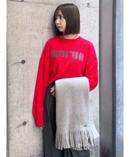 MURUA（ムルーア）の「ロゴプレートボリュームマフラー（マフラー・レディース・グレー/ブラック・FREE）」の10枚目の写真