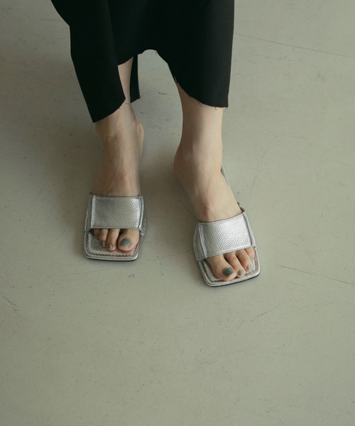 quare Ecoleather Sandals 37 anuke 新品未使用 ànuke online store（アンヌーク） / Square Ecoleather