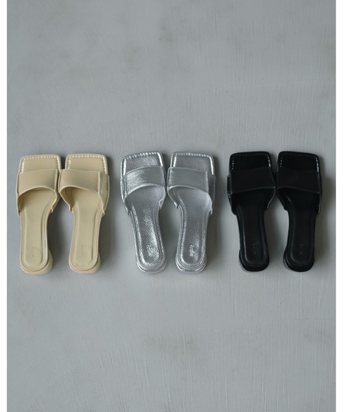 anuke（アンヌーク）の「Square Ecoleather Sandals（サンダル・レディース・ブラック/クリーム/シルバー・36inch/37inch/38inch）」の8枚目の写真
