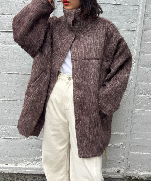 ketty cherie（ケティシェリー）の「シャギースタンドカラーコート（その他アウター・レディース・グレー/ブラウン・M）」の2枚目の写真