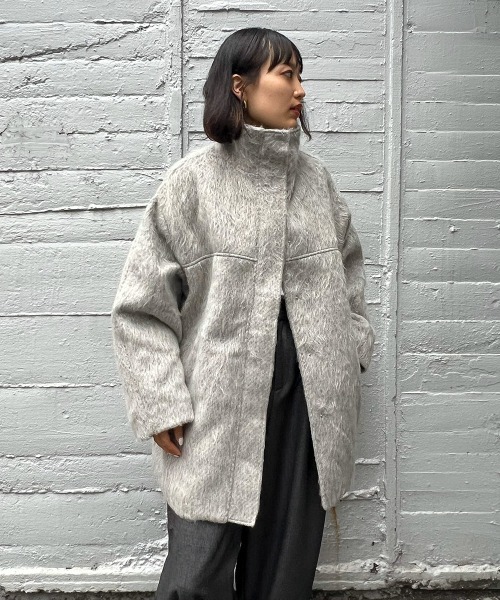 ketty cherie（ケティシェリー）の「シャギースタンドカラーコート（その他アウター・レディース・グレー/ブラウン・M）」の4枚目の写真
