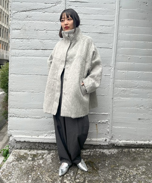 ketty cherie（ケティシェリー）の「シャギースタンドカラーコート（その他アウター・レディース・グレー/ブラウン・M）」の6枚目の写真