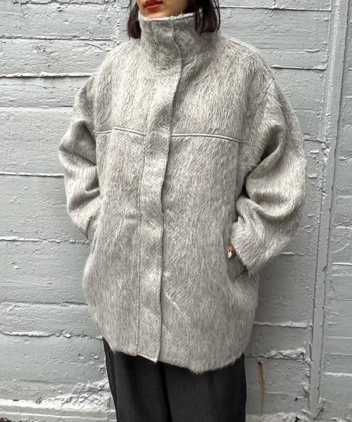 ketty cherie（ケティシェリー）の「シャギースタンドカラーコート（その他アウター・レディース・グレー/ブラウン・M）」の7枚目の写真