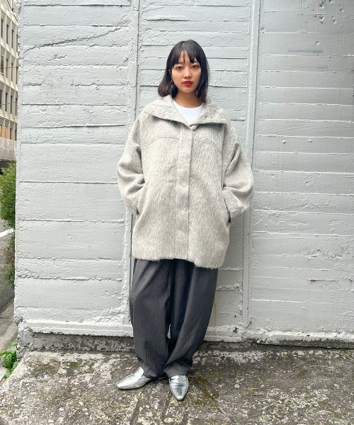 ketty cherie（ケティシェリー）の「シャギースタンドカラーコート（その他アウター・レディース・グレー/ブラウン・M）」の8枚目の写真