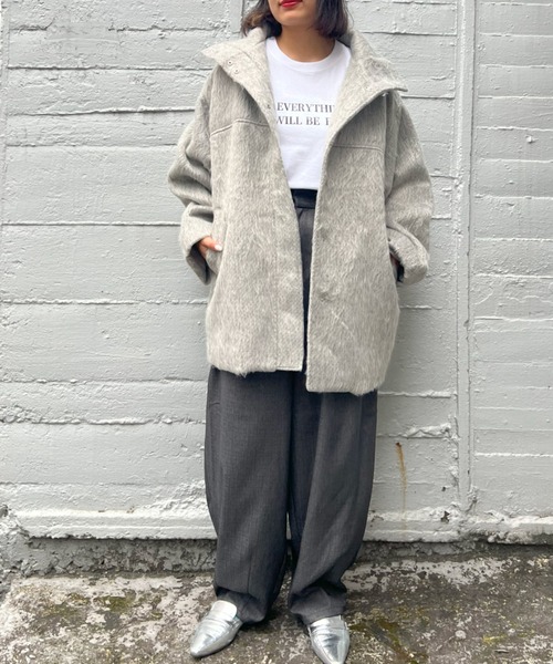 ketty cherie（ケティシェリー）の「シャギースタンドカラーコート（その他アウター・レディース・グレー/ブラウン・M）」の21枚目の写真