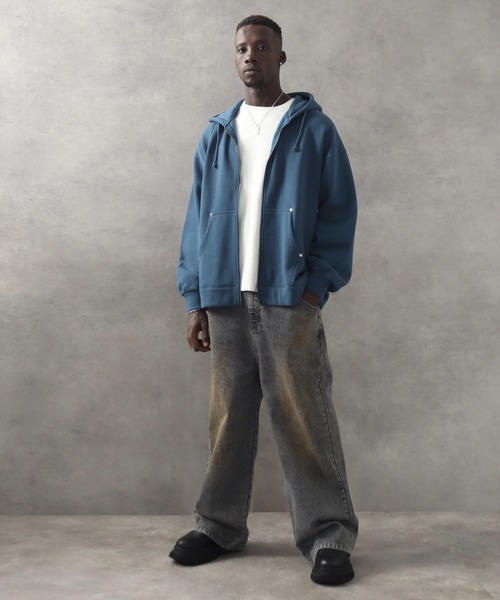 LANDNESS（ランドネス）の「【LANDNESS/ランドネス】13ozヘビーウェイト ダーティーワイドデニムパンツ（デニムパンツ・メンズ・ブラック/ブルー/グレー・L/S/M）」の17枚目の写真