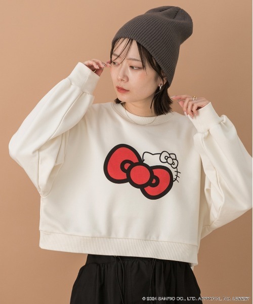sanrio(サンリオ)の「【HELLO KITTY】リボンデザインショートプルオーバー(スウェット・レディース・オートミール/アイボリー/チャコール・FREE)」の18枚目の写真
