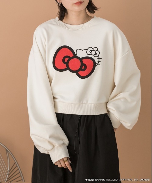 sanrio(サンリオ)の「【HELLO KITTY】リボンデザインショートプルオーバー(スウェット・レディース・オートミール/アイボリー/チャコール・FREE)」の19枚目の写真
