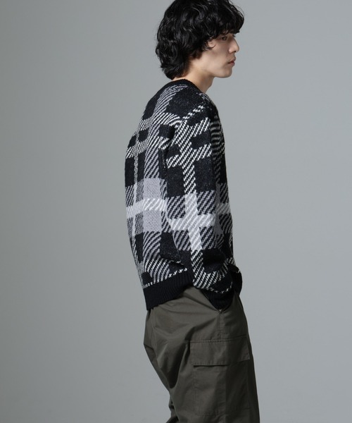 NANO universe（ナノユニバース）の「ウールミックスパターンニット（ニット/セーター・メンズ・ブラック/ブラウン/ブルー・M/L/S）」の5枚目の写真