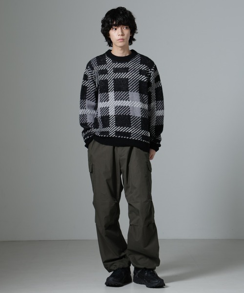 NANO universe（ナノユニバース）の「ウールミックスパターンニット（ニット/セーター・メンズ・ブラック/ブラウン/ブルー・M/L/S）」の7枚目の写真